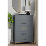 Madelyn Five Drawer Chest, Slate Gray-Dresser & Chest-Parc Decor
