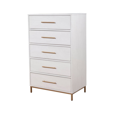 Madelyn Five Drawer Chest, White-Dresser & Chest-Parc Decor