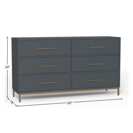 Madelyn Six Drawer Dresser – Slate Gray-Dresser & Chest-Parc Decor