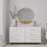 Madelyn Six Drawer Dresser, White-Dresser & Chest-Parc Decor