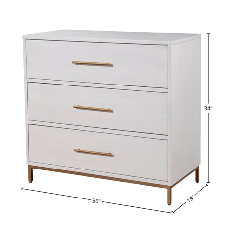 Madelyn Three Drawer Small Chest, White-Accent Chests-Parc Decor