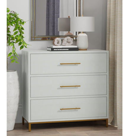 Madelyn Three Drawer Small Chest, White-Accent Chests-Parc Decor