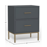 Madelyn Two Drawer Nightstand, Slate Gray