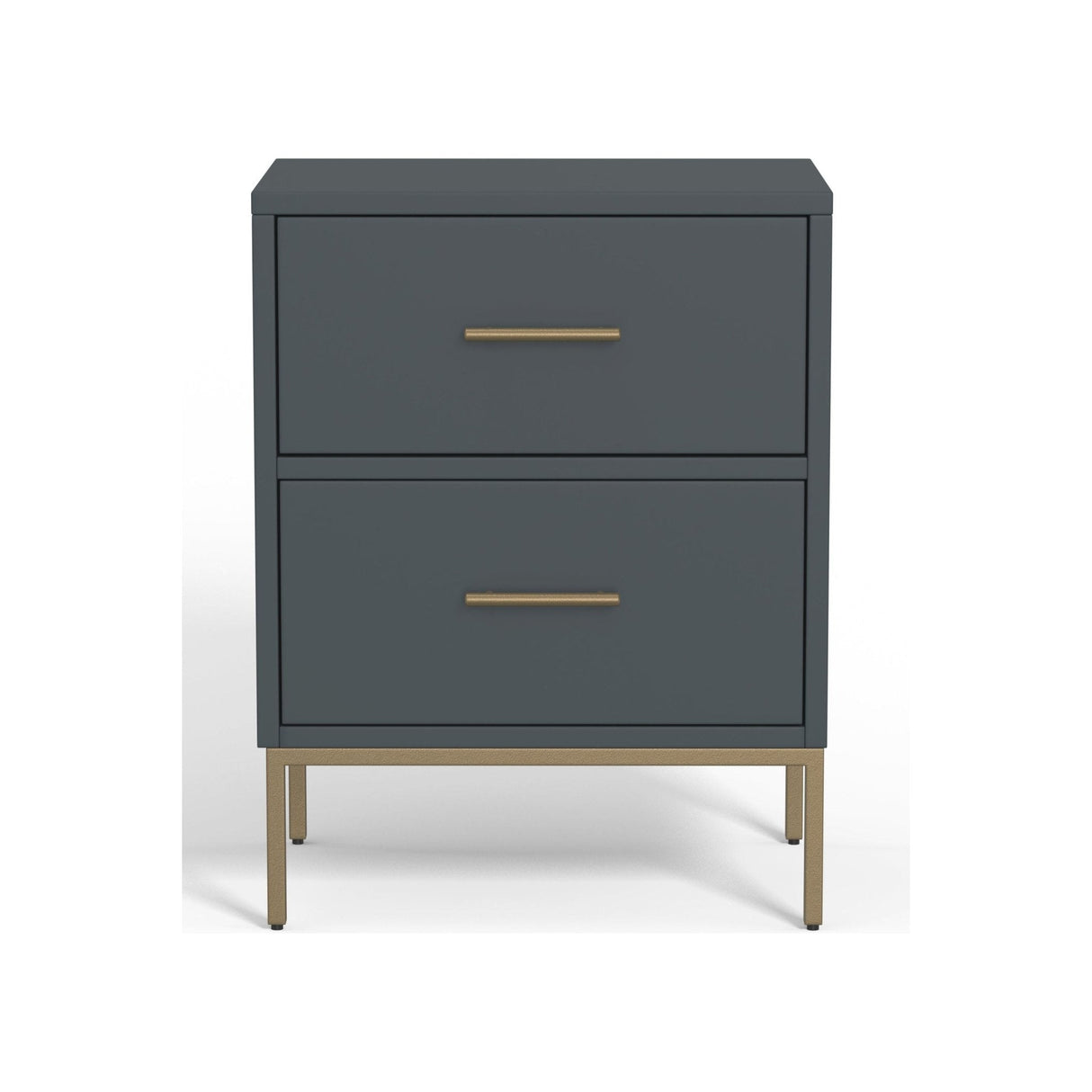 Madelyn Two Drawer Nightstand, Slate Gray-Nightstands-Parc Decor