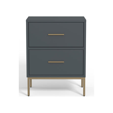 Madelyn Two Drawer Nightstand, Slate Gray-Nightstands-Parc Decor