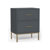 Madelyn Two Drawer Nightstand, Slate Gray-Nightstands-Parc Decor