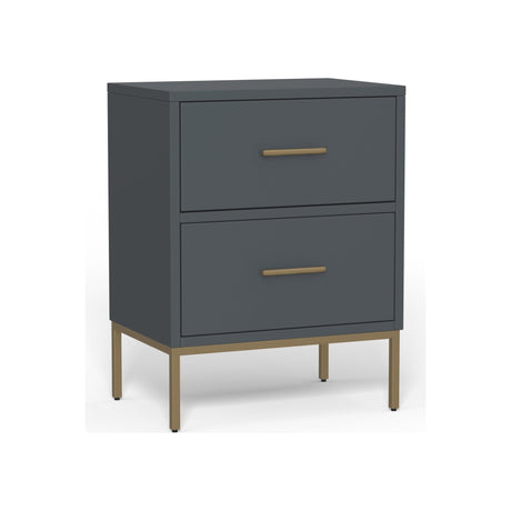 Madelyn Two Drawer Nightstand, Slate Gray-Nightstands-Parc Decor