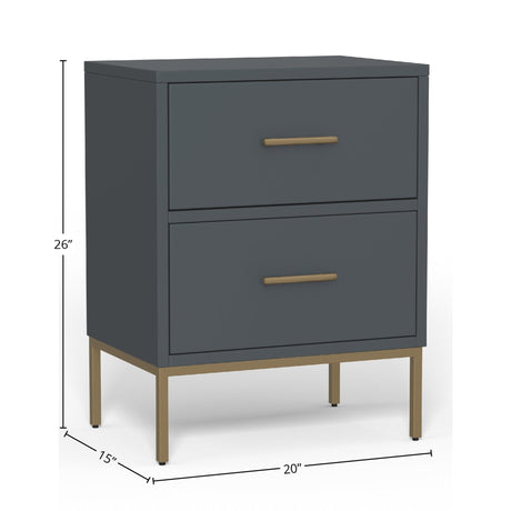 Madelyn Two Drawer Nightstand, Slate Gray-Nightstands-Parc Decor