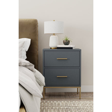 Madelyn Two Drawer Nightstand, Slate Gray-Nightstands-Parc Decor