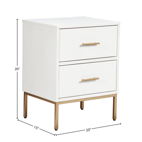 Madelyn Two Drawer Nightstand, White-Nightstands-Parc Decor