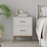 Madelyn Two Drawer Nightstand, White-Nightstands-Parc Decor