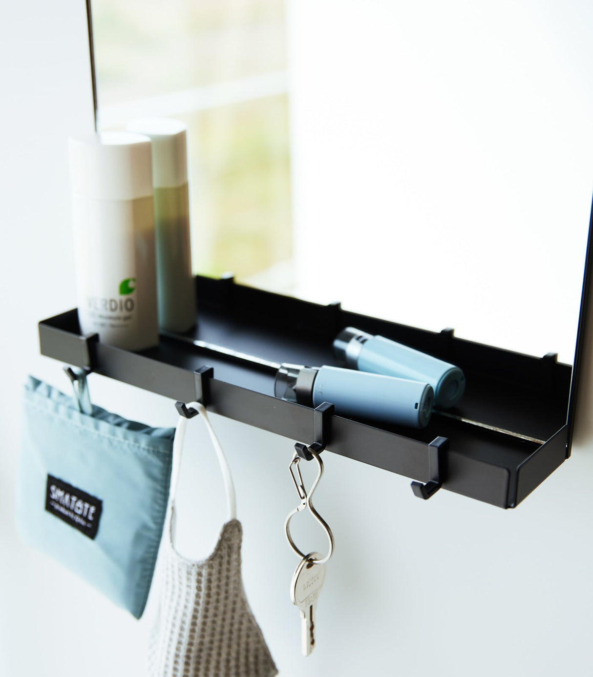 Magnetic Mirror with Storage Rack - Glass-Key Storage-Parc Decor