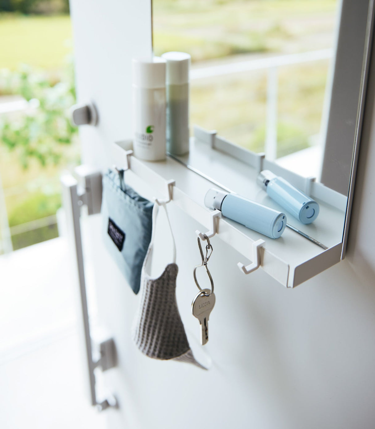 Magnetic Mirror with Storage Rack - Glass-Key Storage-Parc Decor