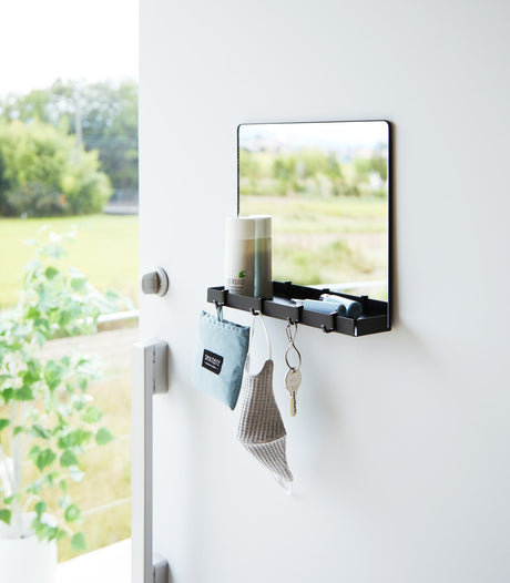 Magnetic Mirror with Storage Rack - Glass-Key Storage-Parc Decor