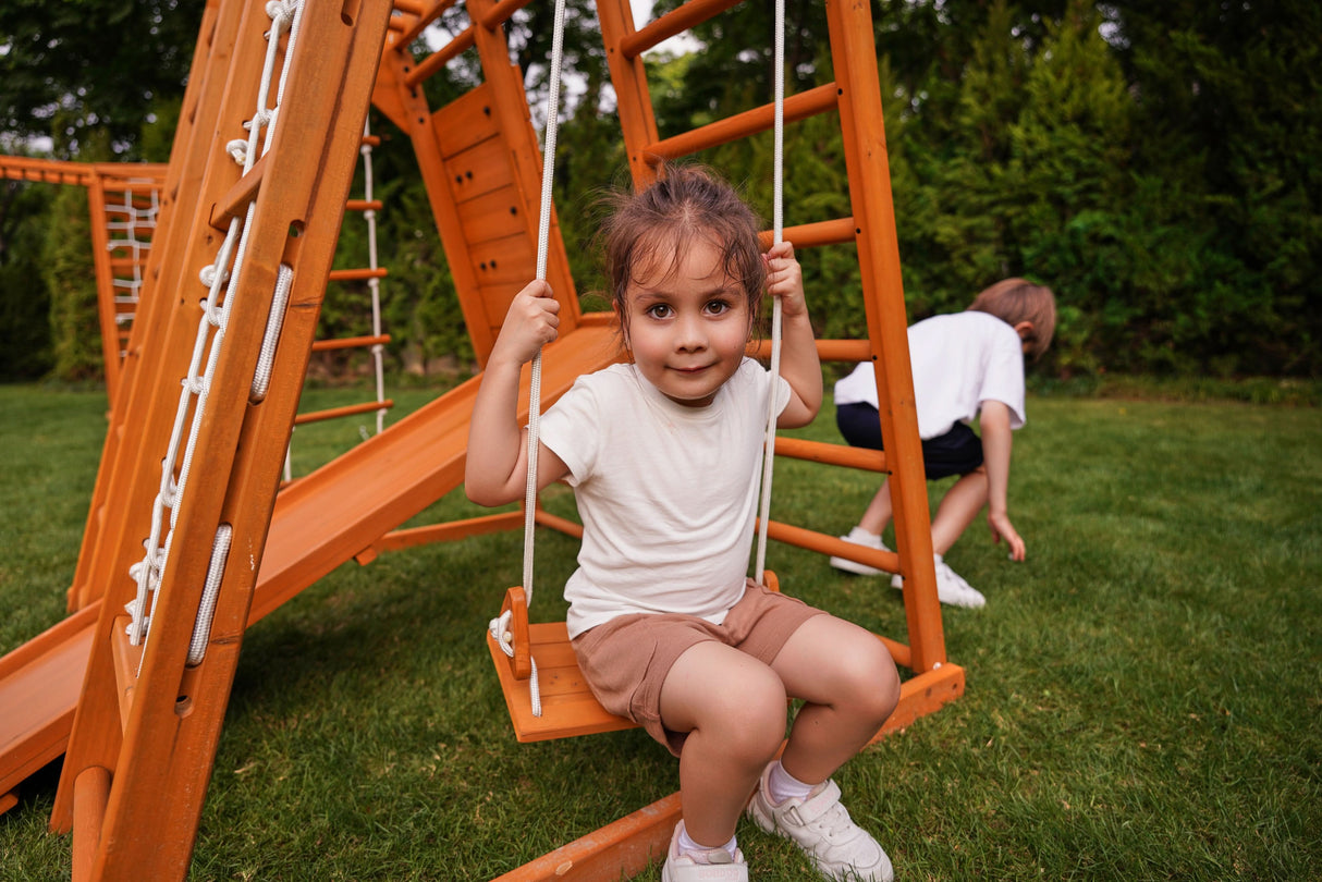 Magnolia 7-in-1 Real Wood Playset | Indoor & Outdoor Climbing Gym for Kids