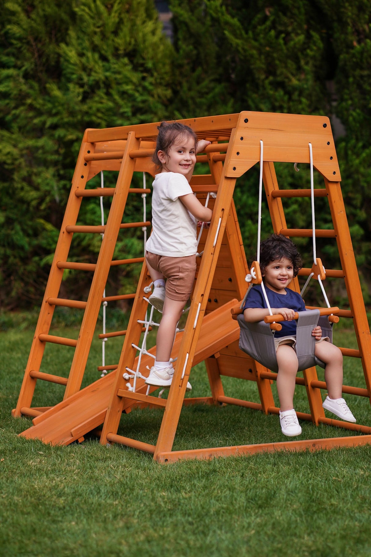 Magnolia 7-in-1 Real Wood Playset | Indoor & Outdoor Climbing Gym for Kids-Outdoor-Parc Decor