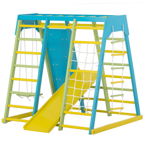 Magnolia | Indoor Wooden Jungle Gym with Monkey Bars, Rock Wall & Swing