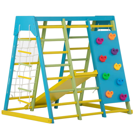Magnolia | Indoor Wooden Jungle Gym with Monkey Bars, Rock Wall & Swing