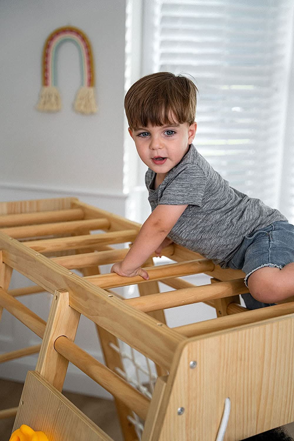 Magnolia | Indoor Wooden Jungle Gym with Monkey Bars, Rock Wall & Swing