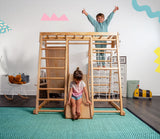 Magnolia | Indoor Wooden Jungle Gym with Monkey Bars, Rock Wall & Swing