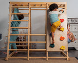 Magnolia | Indoor Wooden Jungle Gym with Monkey Bars, Rock Wall & Swing