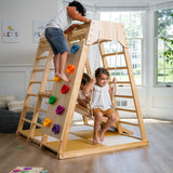 Magnolia | Indoor Wooden Jungle Gym with Monkey Bars, Rock Wall & Swing