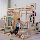 Magnolia | Indoor Wooden Jungle Gym with Monkey Bars, Rock Wall & Swing