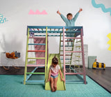 Magnolia | Indoor Wooden Jungle Gym with Monkey Bars, Rock Wall & Swing