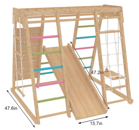Magnolia | Indoor Wooden Jungle Gym with Monkey Bars, Rock Wall & Swing