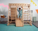 Magnolia | Indoor Wooden Jungle Gym with Monkey Bars, Rock Wall & Swing