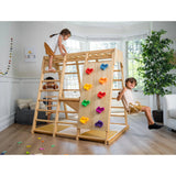 Magnolia | Indoor Wooden Jungle Gym with Monkey Bars, Rock Wall & Swing