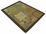 Mainstays Traditional Leaf Block Print Olive, Beige, Rust and Brown 6x8 Indoor wool Area Rug-Area Rug-Parc Decor