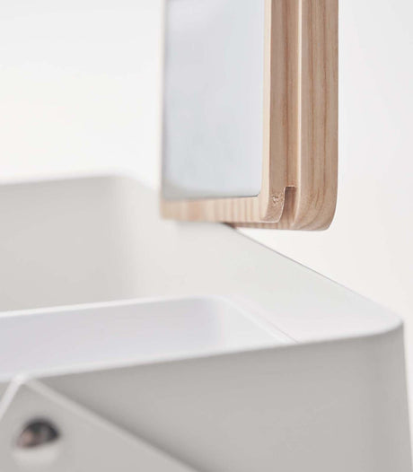Makeup Organizer with Mirror - Steel + Wood