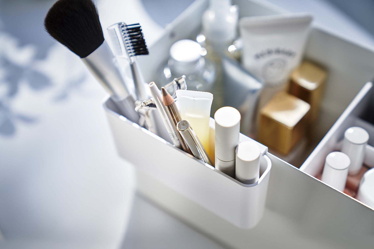 Makeup Organizer with Mirror - Steel + Wood-Skin and Hair Care-Parc Decor