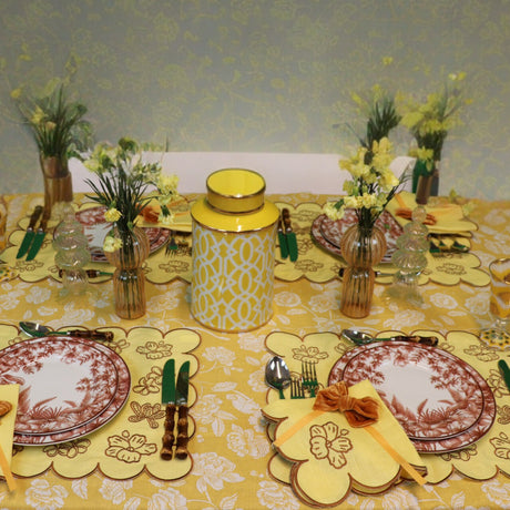 Marigold Flora Parlour Premium Linen Tablecloth