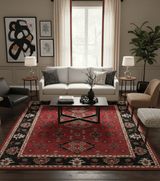 Maroon and Black Traditional Oriental Hand Knotted Custom Made wool Area Rug