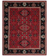 Maroon and Black Traditional Oriental Hand Knotted Custom Made wool Area Rug