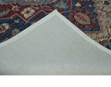 Maroon and Blue Hand Tufted Traditional Medallion Multi Size wool Area Rug