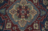 Maroon and Blue Hand Tufted Traditional Medallion Multi Size wool Area Rug