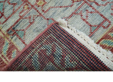 Maroon And Teal Traditional Mamluk Design Hand knotted 9x12 Wool Rug