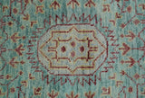 Maroon And Teal Traditional Mamluk Design Hand knotted 9x12 Wool Rug