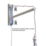 MAST Plug-In Wall Mount Pendant, 2 Light White Cord/Arm with Diffuser, White Linen Shade 18x18x10