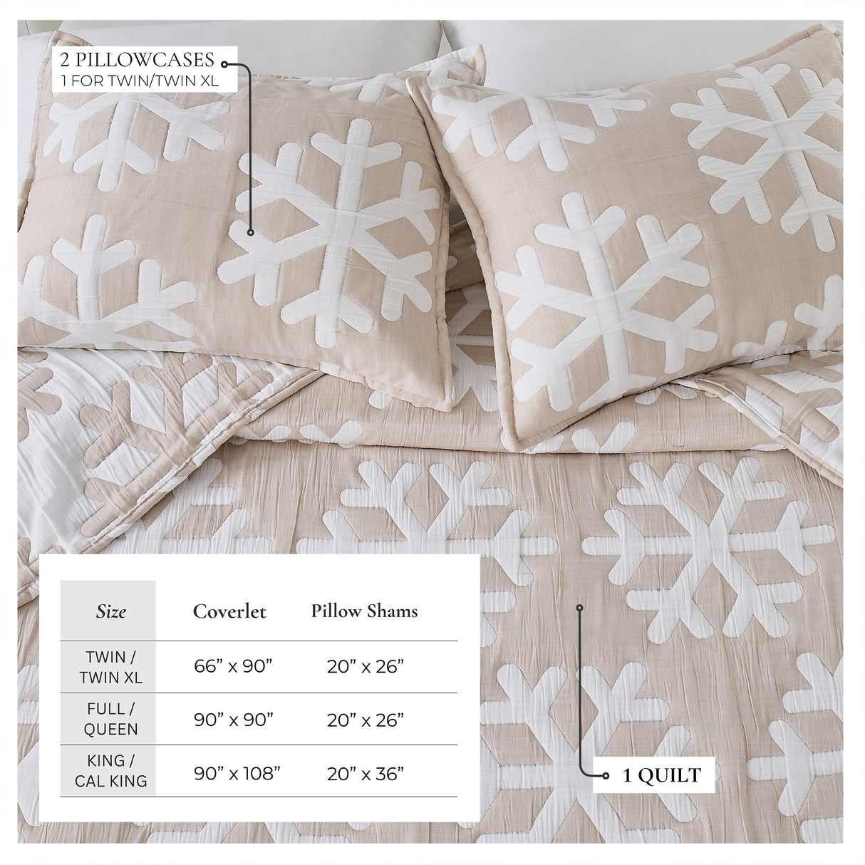 Matelassé Snowflake Quilt Set - Nino Collection
