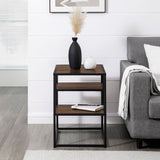 Maya 16" Contemporary Metal and Wood Side Table-Occasional-Parc Decor