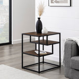 Maya 16" Contemporary Metal and Wood Side Table-Occasional-Parc Decor