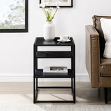 Maya 16" Contemporary Metal and Wood Side Table-Occasional-Parc Decor