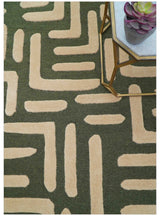 Maze Custom Made Modern Abstract Design Olive Hand Tufted Wool Area Rug