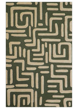 Maze Custom Made Modern Abstract Design Olive Hand Tufted Wool Area Rug