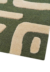 Maze Custom Made Modern Abstract Design Olive Hand Tufted Wool Area Rug
