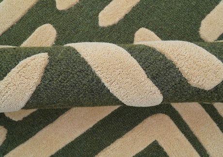 Maze Custom Made Modern Abstract Design Olive Hand Tufted Wool Area Rug